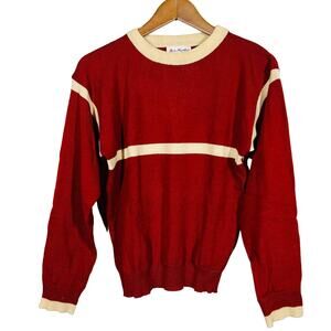 Vintage 70s Bar Harbor Knit Top Pullover Stripe Long Sleeve Rust - M